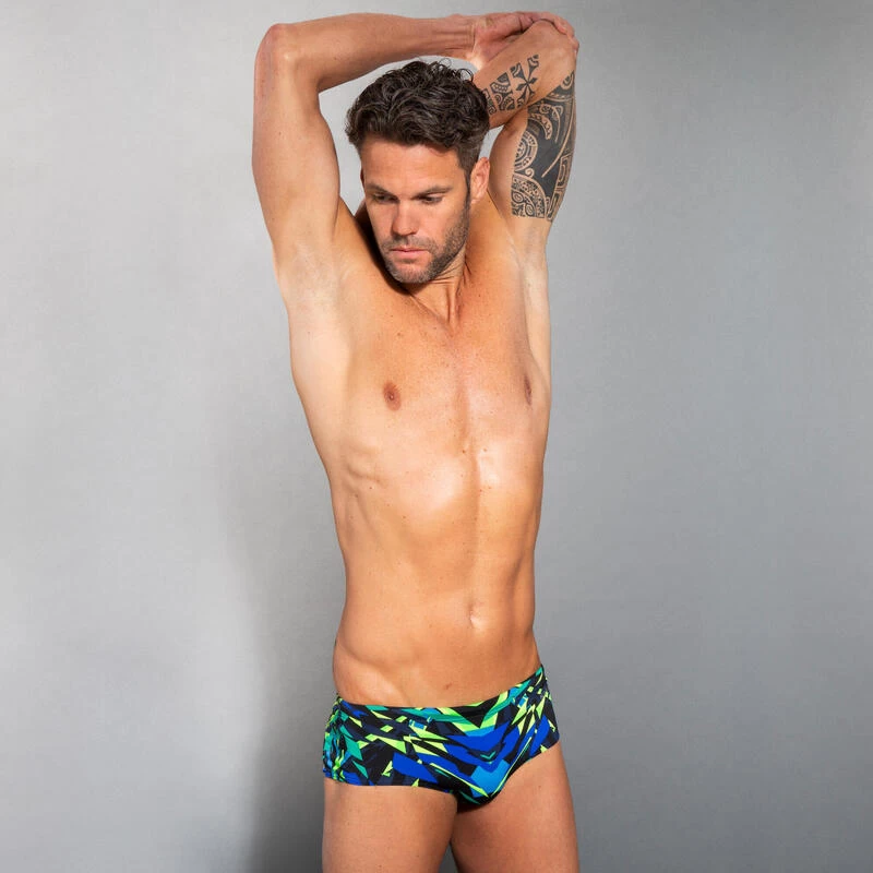 Bañador Hombre Natación Bóxer Nabaiji Negro Verde 4 Bañador Hombre Natación Bóxer Nabaiji Negro Verde - Imagen 2