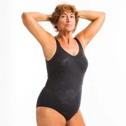 Bañador Moldeador Efecto Vientre Plano Aquagym Mujer Nabaiji Negro