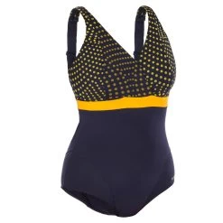 Bañador Mujer Moldeador Escote V Negro Budeos Aquagym Nabaiji Cera -Nabaiji Tienda De Ventas baador mujer moldeador escote v azul ocre aquagym nabaiji mia dot
