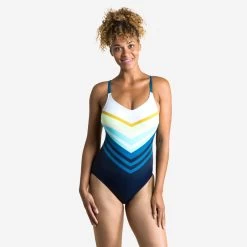 Bañador Mujer Natación Nabaiji Negro Flores -Nabaiji Tienda De Ventas baador mujer natacion nabaiji azul marino rayas