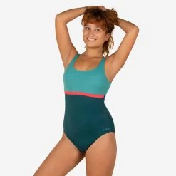 Bañador Mujer Natación Nabaiji Negro Rosa Blanco -Nabaiji Tienda De Ventas baador mujer natacion nabaiji azul petroleo