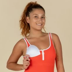 Bañador Natación Heva Joy Mujer Rojo Cremallera -Nabaiji Tienda De Ventas baador natacion heva joy mujer rojo cremallera 3