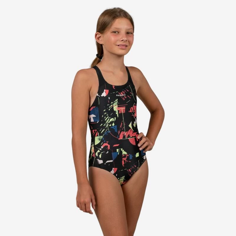 Bañador Niña Natación Nabaiji Azul Marino Amarillo 4 Bañador Niña Natación Nabaiji Azul Marino Amarillo - Imagen 2