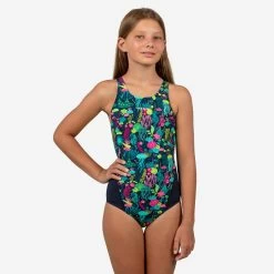 Bañador Natación Kamiye Niña Estampado Dino -Nabaiji Tienda De Ventas baador nia natacion nabaiji azul marino
