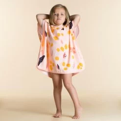 Poncho Baño Bebé Blanco Rosa Algodón Jirafa -Nabaiji Tienda De Ventas poncho bao bebe blanco rosa algodon jirafa 2