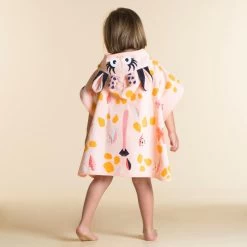 Poncho Baño Bebé Blanco Rosa Algodón Jirafa -Nabaiji Tienda De Ventas poncho bao bebe blanco rosa algodon jirafa 3