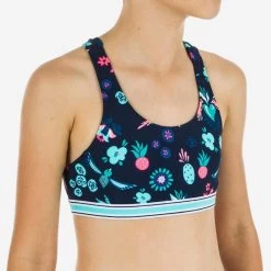 Top Bikini Niña Natación Nabaiji Negro Rosa -Nabaiji Tienda De Ventas top bikini nia natacion nabaiji azul marino turquesa