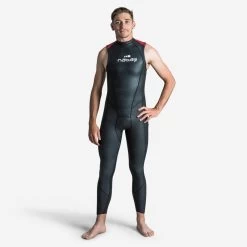 Traje De Neopreno 2/2 Mm Natación En Aguas Abiertas Nabaiji Hombre Negro/Rojo
